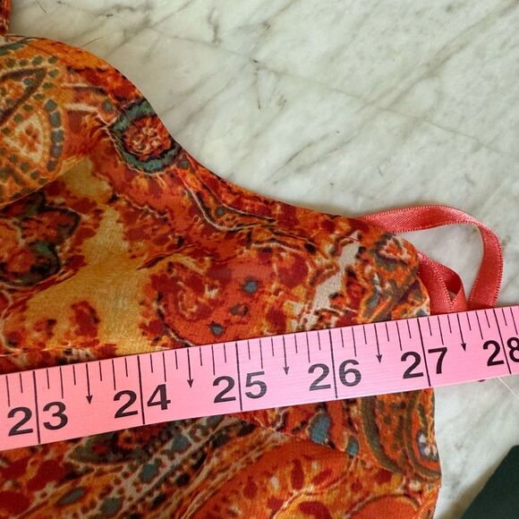 Lauren Ralph Lauren Orange Paisley Print Smocked Waist Layered Dress Sz 22W NWT - Picture 6 of 7